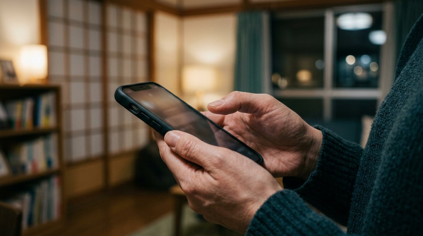 ジムの予約ページを開いたまま指が止まっている手元