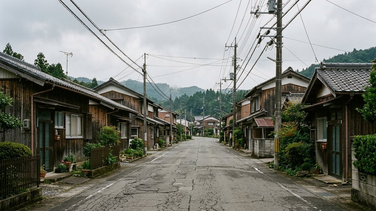 日本の地方の住宅街の人通りのない生活道路
